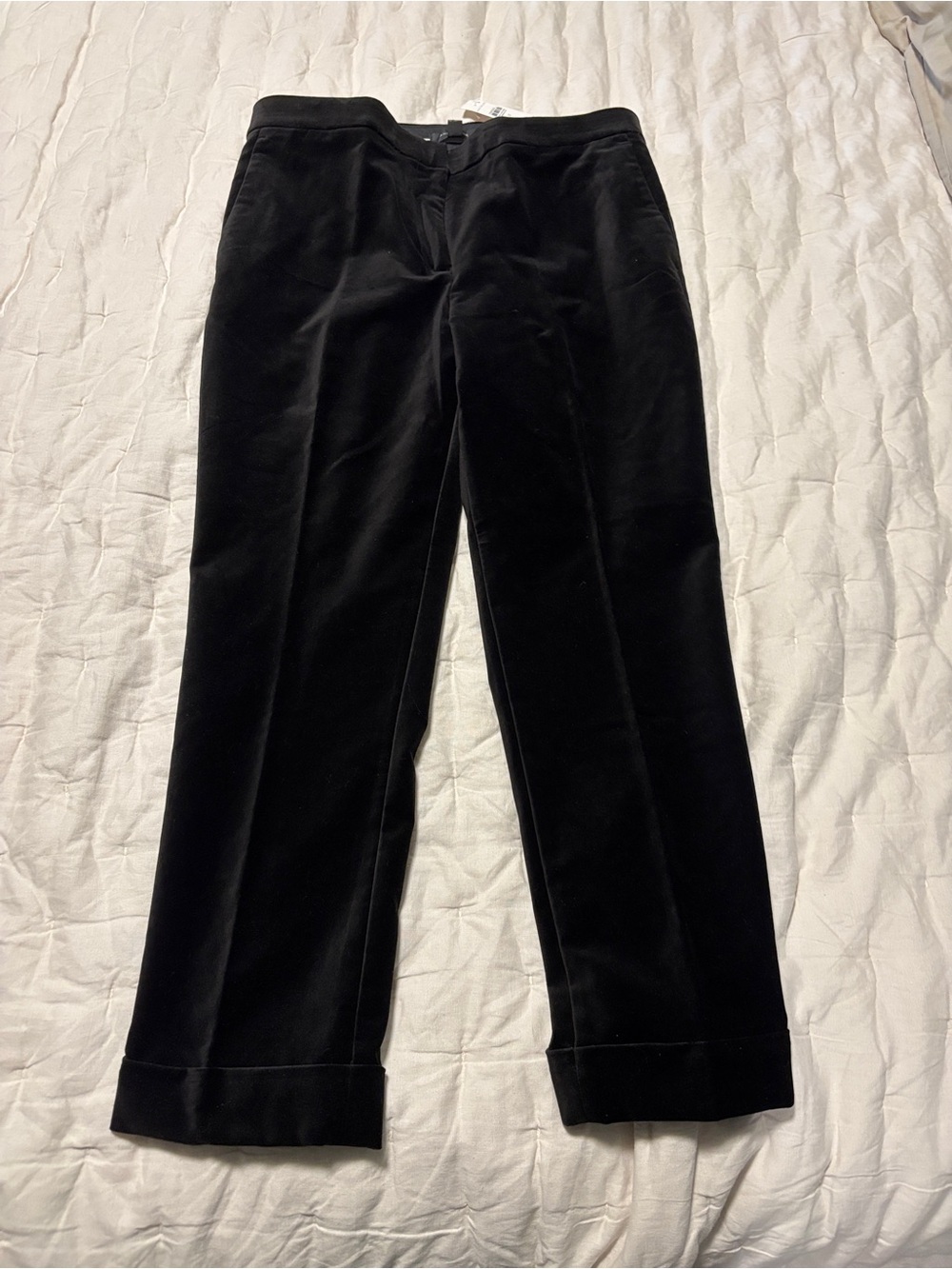 Ann Taylor Black Ankle Pants Trousers Slim Leg Size 12 Velvet NWT